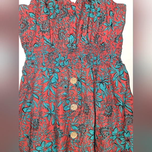 NAOO Artsy Floral Tiered Bohemian Long Flowy Sundress M Wooden Buttons - Picture 7 of 7